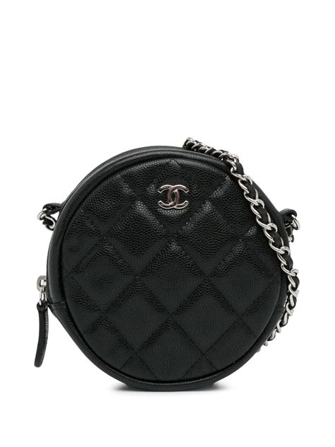 chanel quilted caviar|2019 CC Quilted Caviar Round Clutch With Chain crossbody bag.